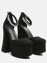 Lucky Me Block Platform Sandal With Metal Chain