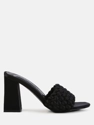 Lust Look Braided Satin Block Sandals - Black