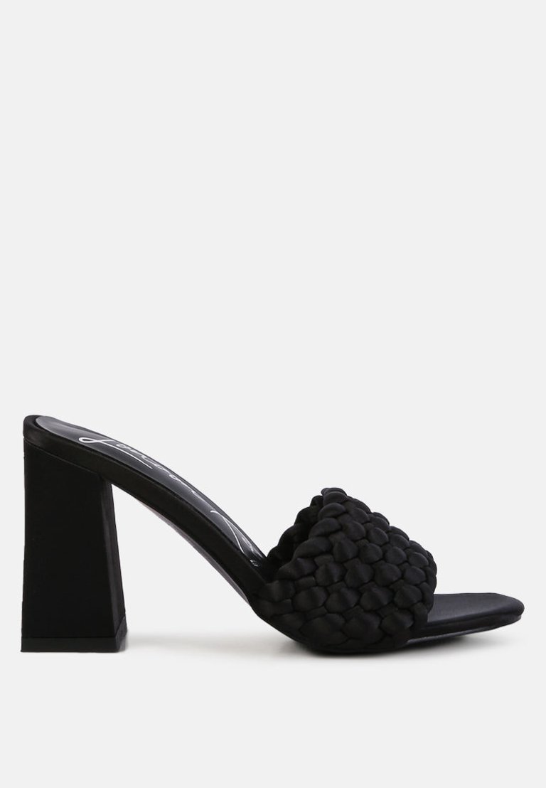 Lust Look Braided Satin Block Sandals - Black