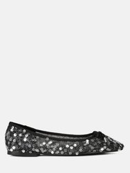 Lysander Sequin Embellished Sheer Ballet Flats - Black