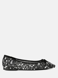 Lysander Sequin Embellished Sheer Ballet Flats - Black