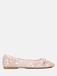 Lysander Sequin Embellished Sheer Ballet Flats - Pink