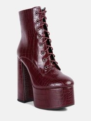 Magdalene Croc High Heel Patform Boots