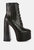 Magdalene Croc High Heel Patform Boots - Black