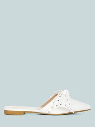 Makeover Studded Bow Flat Mules - White