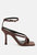 Marcia Ankle Strap Mid Heel Sandals - Dark Brown