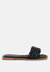 Marcue Patent PU Quilted Slides In Woven Straps - Black