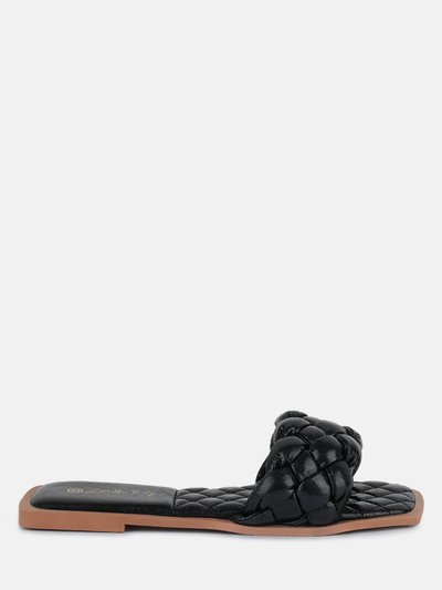 London Rag Marcue Patent PU Quilted Slides In Woven Straps product