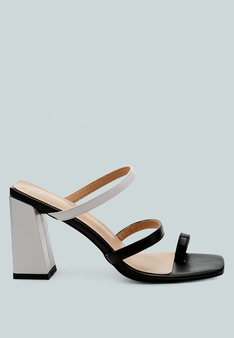 Marve Color Block Heeled Sandals - White