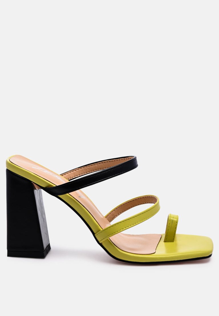 Marve Color Block Heeled Sandals - Green