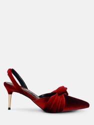 Mayfair Velvet High Heel Mule Sandals - Burgundy