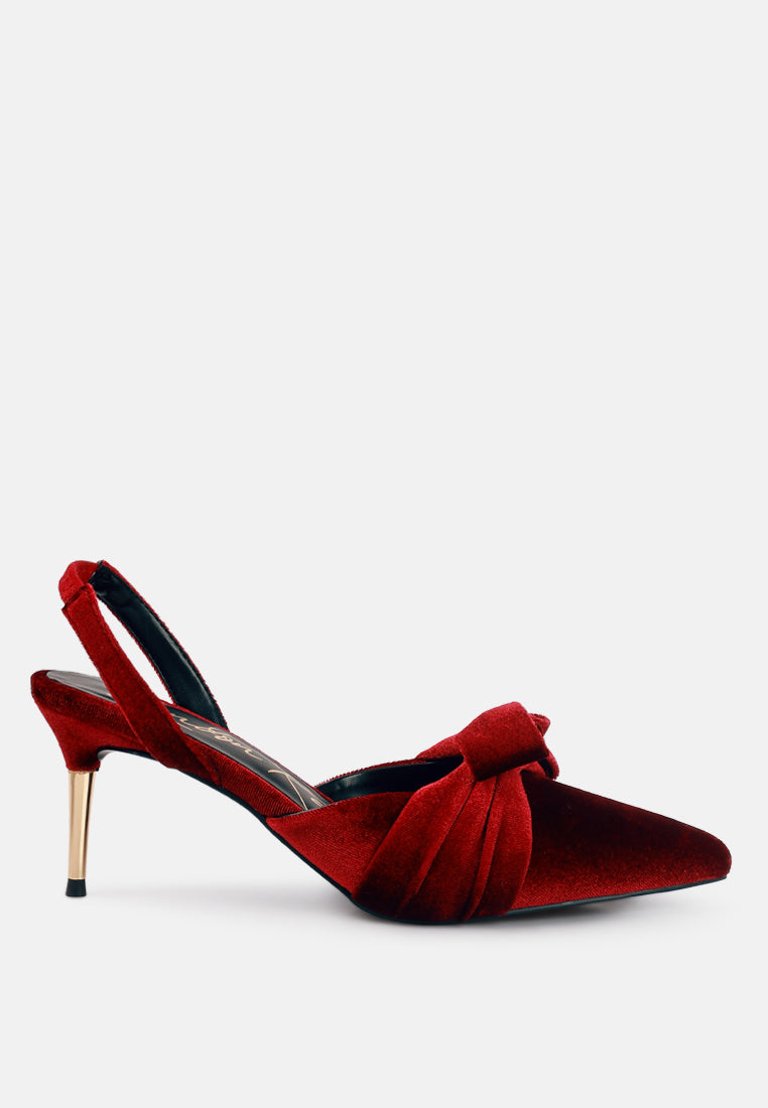 Mayfair Velvet High Heel Mule Sandals - Burgundy