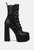 Meows Faux Leather High Heel Platform Ankle Boots - Black