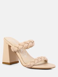 Mi Amor Braided Strap Triangular Block Heels Sandals