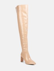 Minkles Patent Pu Long Slim Block Heeled Boots