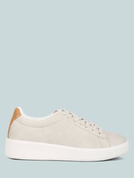 Minky Lace Up Casual Sneakers - Light Grey
