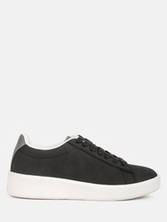 Minky Lace Up Casual Sneakers - Black