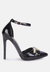 Mocktail Buckle Embellished Stiletto Heels - Black