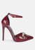 Mocktail Buckle Embellished Stiletto Heels - Burgundy