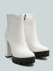 Moleski Textured Block Heeled Boots