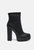 Moleski Textured Block Heeled Boots - Black