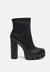 Moleski Textured Block Heeled Boots - Black