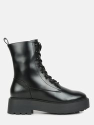 Molsh Faux Leather Ankle Biker Boots - Black