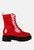 Molsh Faux Leather Ankle Biker Boots - Red