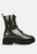 Molsh Faux Leather Ankle Biker Boots - Dark Green