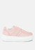 Monigue Faux Leather Cross Stitch Detail Sneakers - Blush