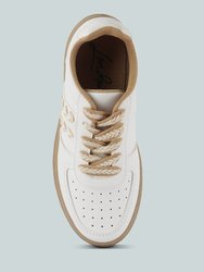 Monigue Faux Leather Cross Stitch Detail Sneakers