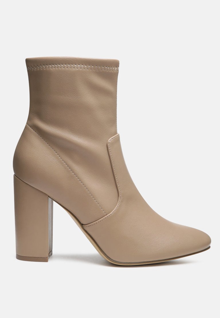 Moonstone Block Heeled Boots - Taupe