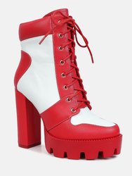 Moos Block Heel Lace Up Boots