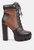 Moos Block Heel Lace Up Boots - Brown