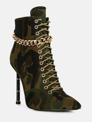 Moulin Ringed Stiletto Camouflage Ankle Boot