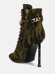 Moulin Ringed Stiletto Camouflage Ankle Boot