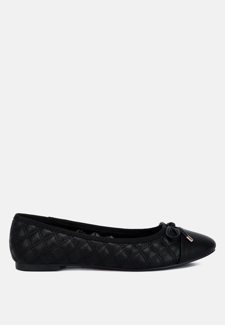 Naoki Quilted Faux Leather Ballerinas - Black