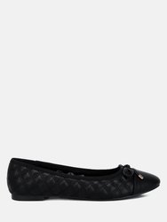 Naoki Quilted Faux Leather Ballerinas - Black