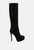 Nebula Rhinestone Embellished Stiletto Calf Boots - Black