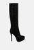 Nebula Rhinestone Embellished Stiletto Calf Boots - Black