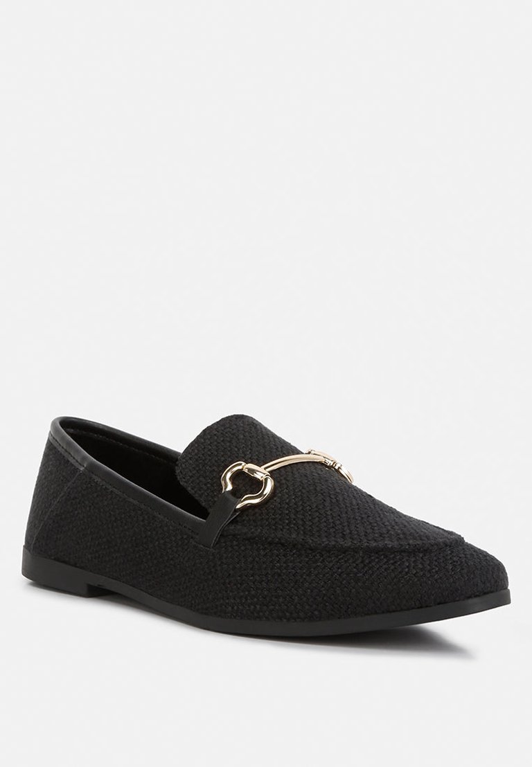 Neoma Horsebit Detail Flat Canvas Loafers