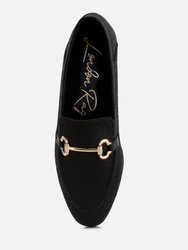 Neoma Horsebit Detail Flat Canvas Loafers