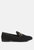 Neoma Horsebit Detail Flat Canvas Loafers - Black