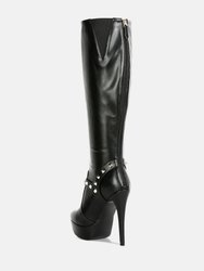 Nephele Studs Embellished Stiletto Calf Boots