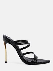 New Affair Croc Strappy High Heel Sandals - Black