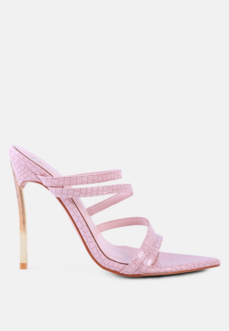 New Affair Croc Strappy High Heel Sandals - Pink