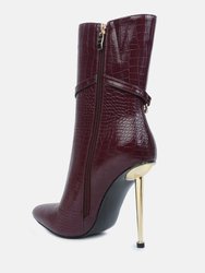 Nicole Croc Patterned High Heeled Ankle Boots