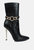 Nicole Croc Patterned High Heeled Ankle Boots - Black