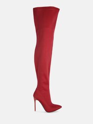 No Calm Superstretch Stiletto Long Boot - Red