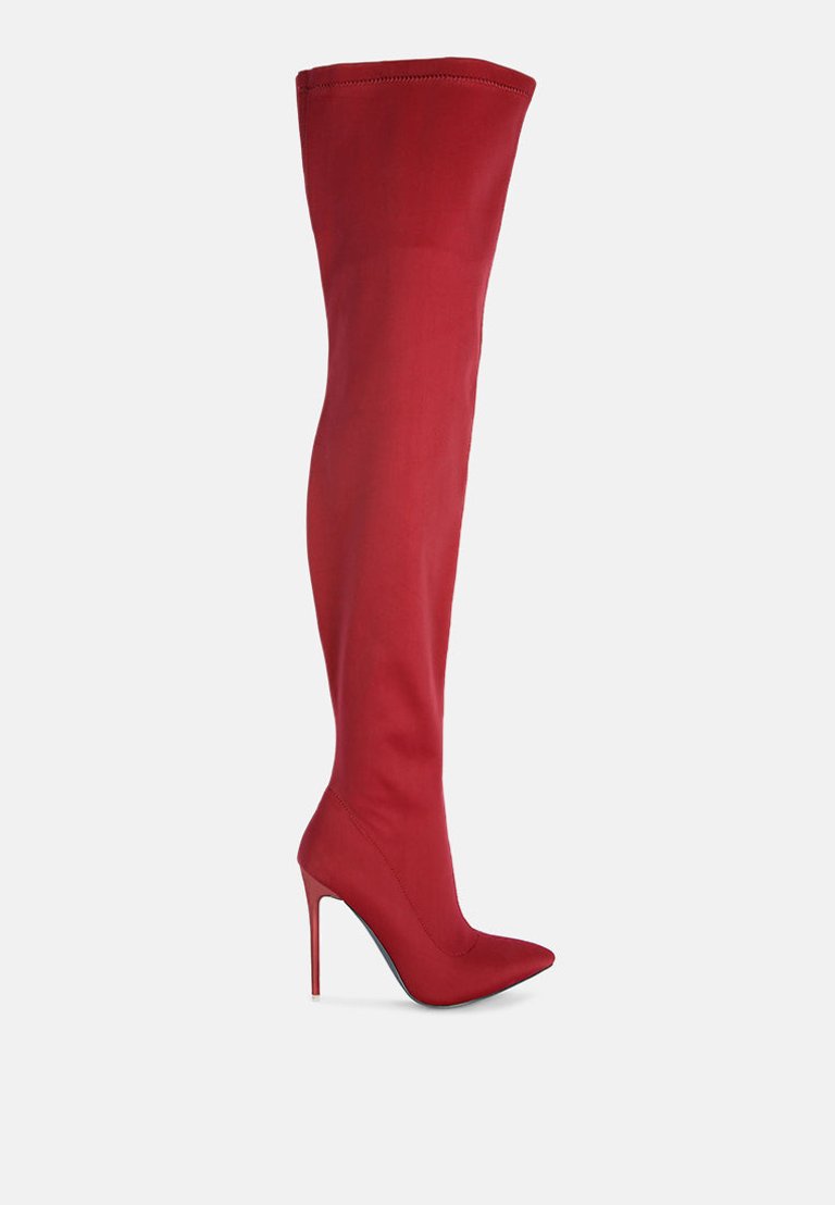 No Calm Superstretch Stiletto Long Boot - Red